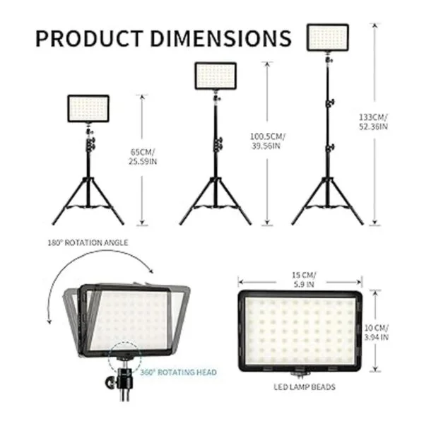 Kit de iluminación de video de fotografía luces LED de_4