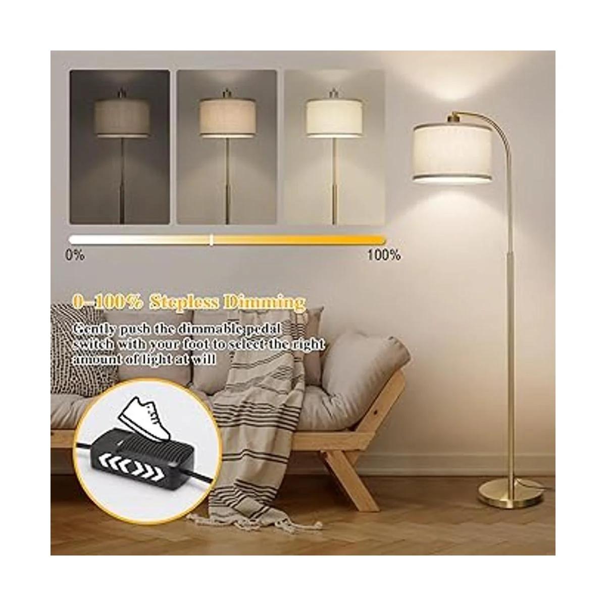 Boncoo Lámpara de pie LED totalmente regulable moderna_4