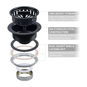 KONE Colador para fregadero de cocina color negro mate_7