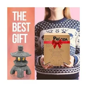 Nacome Estatua de jardín con farol solar de pagoda_2