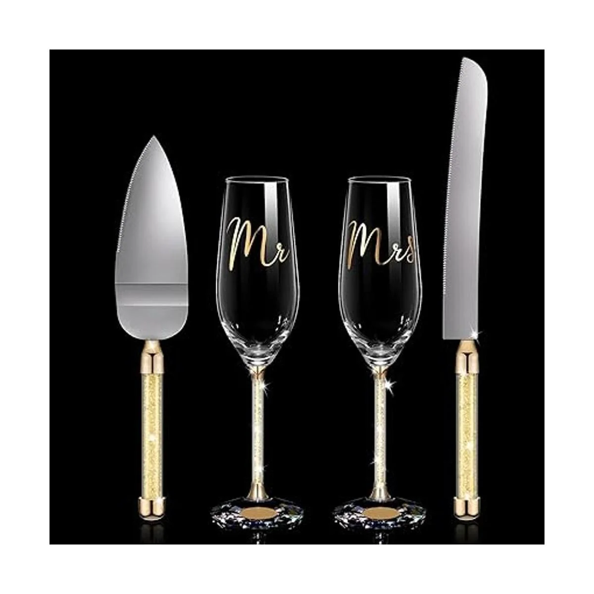 Juego de 4 piezas de flautas y servidor de pasteles_3