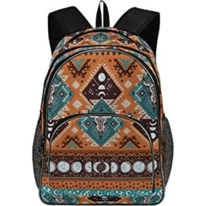 ALAZA Patrón geométrico indio tribal azteca con calaveras_1