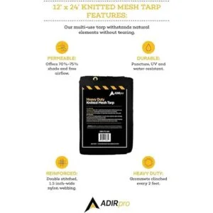 AdirPro Lona de malla de punto resistente 10 x 12 pies_2