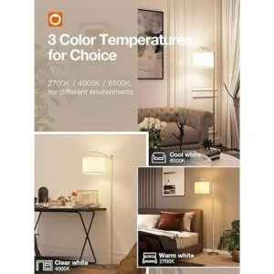 addlon Lámpara de pie para sala de estar con pantalla de_2