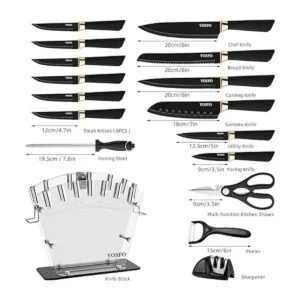 Juego de cuchillos con soporte acrílico juego de bloques_2