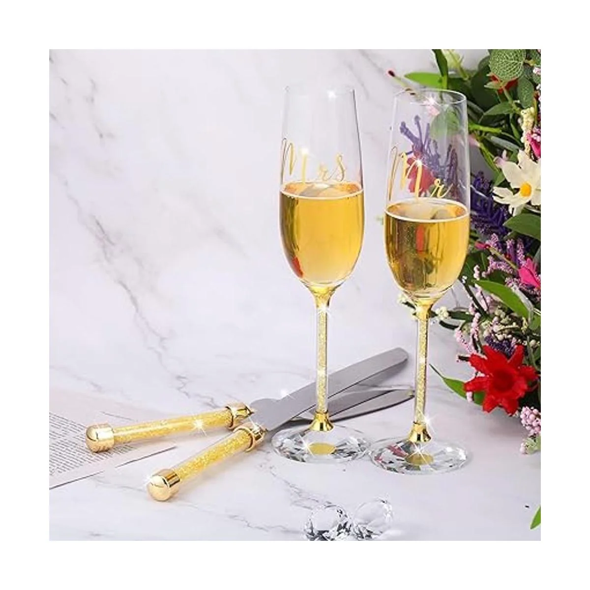 Juego de 4 piezas de flautas y servidor de pasteles_6