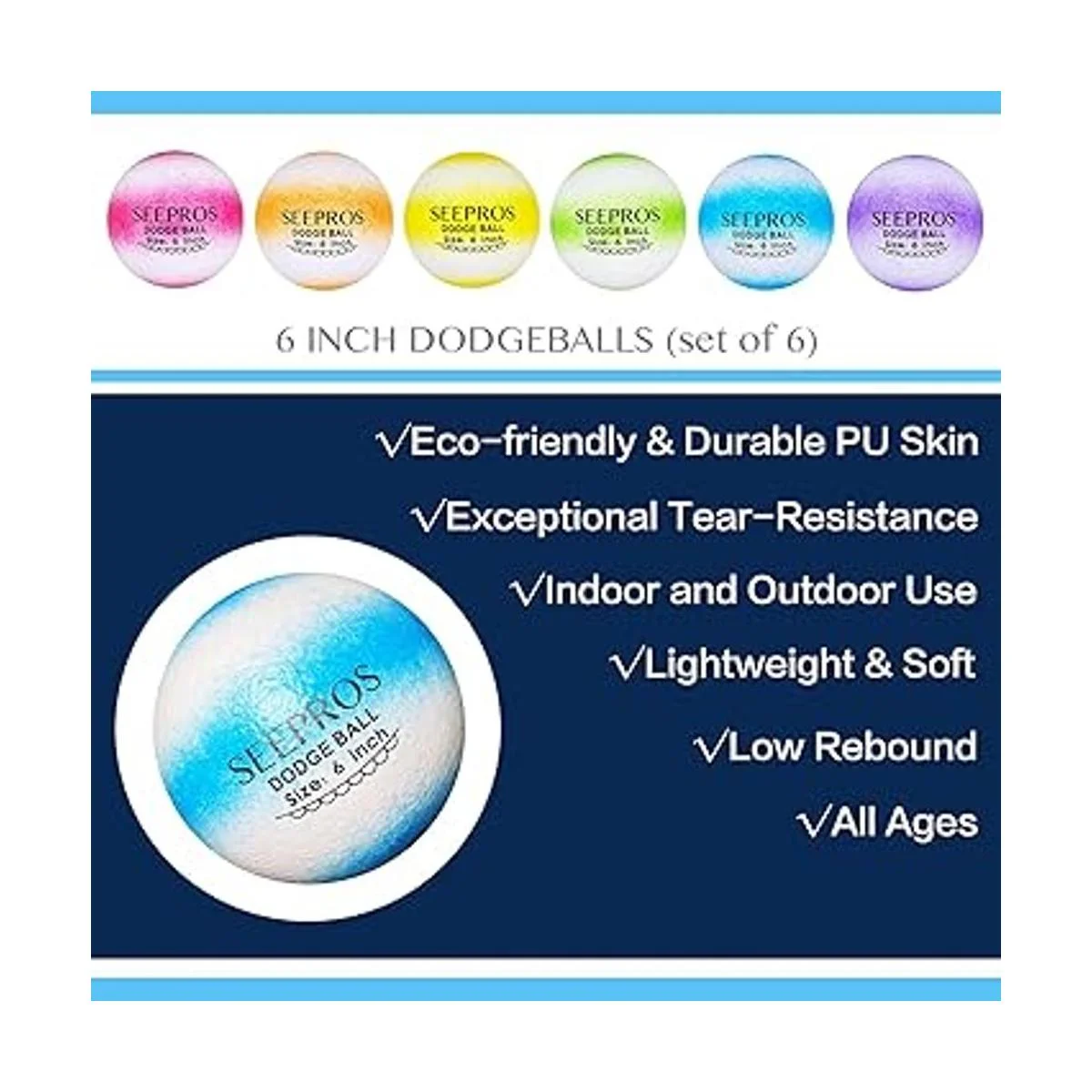 SEEPROS Juego de 6 bolas de espuma Piel suave rebote_3
