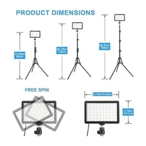 Paquete de 2 70 luces LED de video con soporte de trípode_2