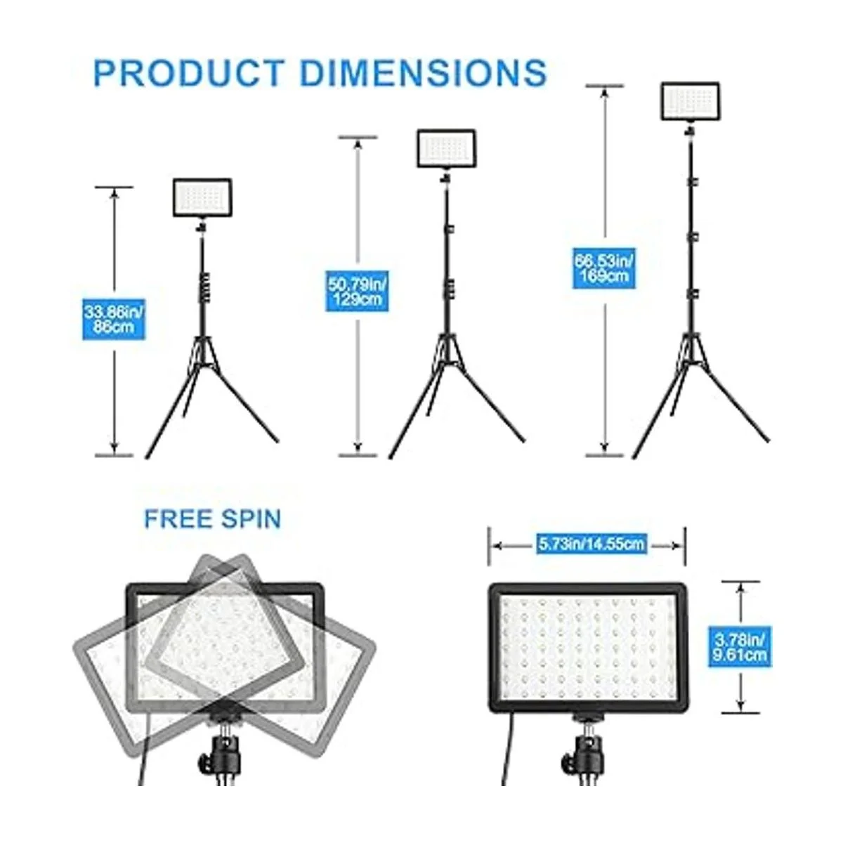 Paquete de 2 70 luces LED de video con soporte de trípode_2