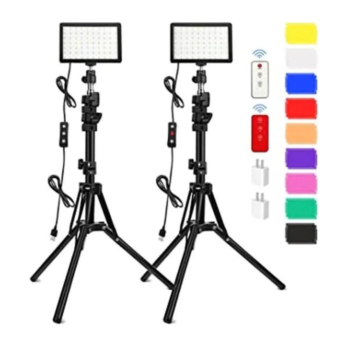 Paquete de 2 70 luces LED de video con soporte de trípode_1