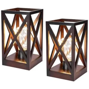 WINGBO Paquete de 2 lámparas de mesa retro alimentadas por_1