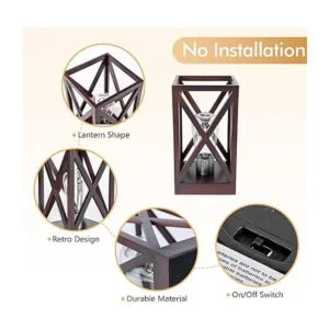 WINGBO Paquete de 2 lámparas de mesa retro alimentadas por_5