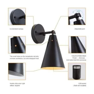 Juego de dos apliques de pared industriales negros_5