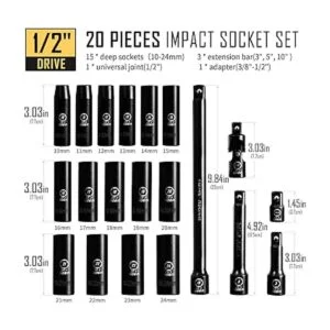 BOEN Juego de llaves métricas de impacto profundo de 12_3