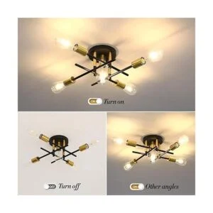 UOFUS Lámpara de techo semiempotrada de 5 luces mate con_3