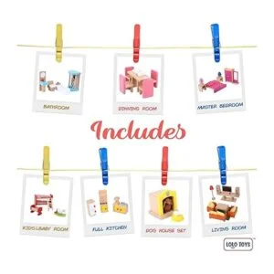 Juego de muebles de casa de muñecas de madera Kit de 49_2