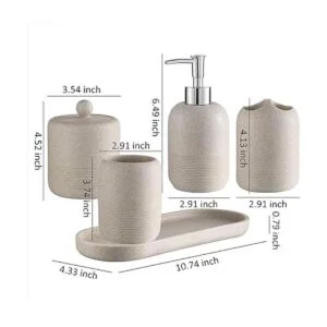 Juego de accesorios de baño de 5 piezas de poliresina de_3