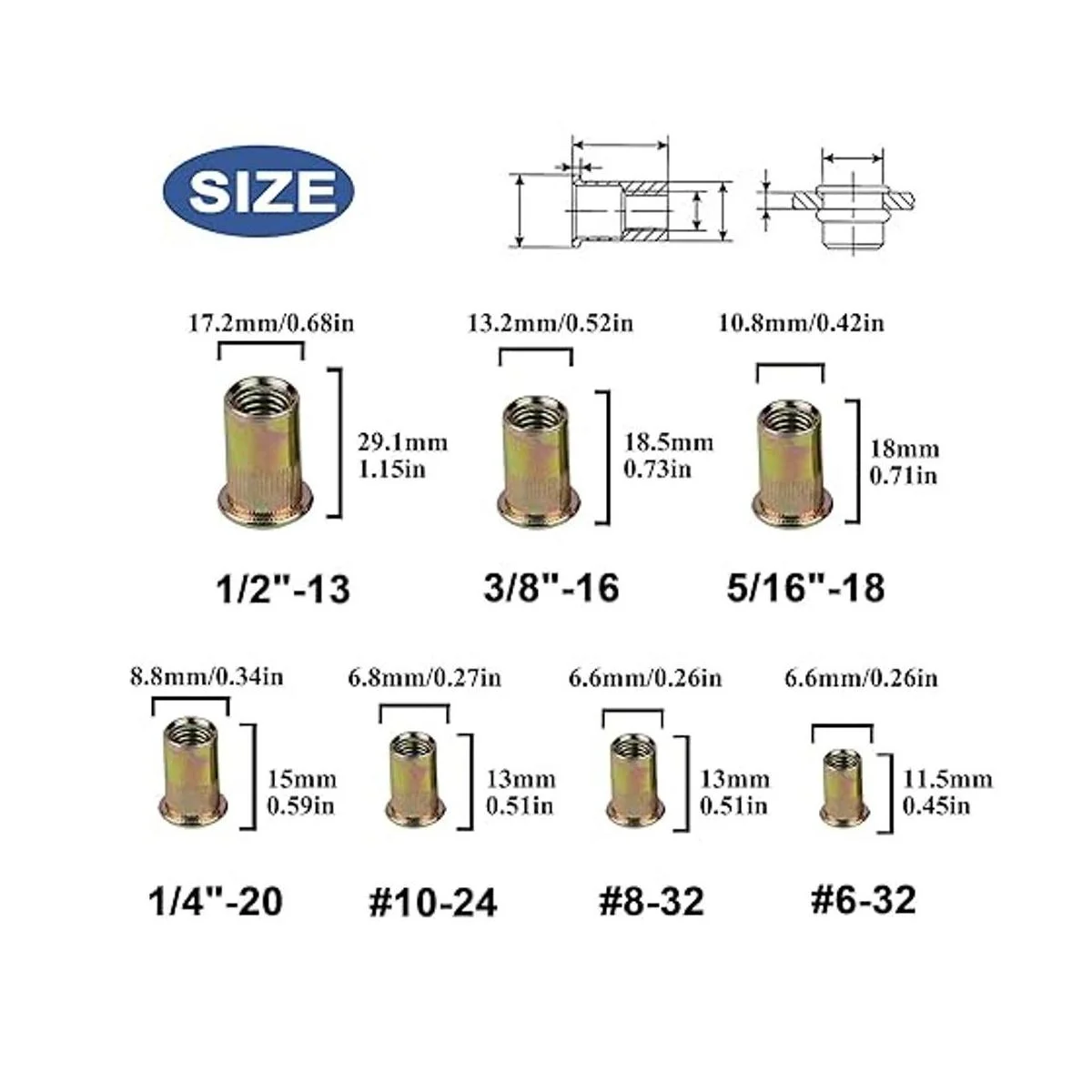 Kit de tuercas remachadas SAE UNC 632 832 1024_3