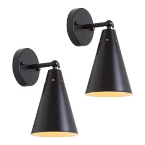 Juego de dos apliques de pared industriales negros_1