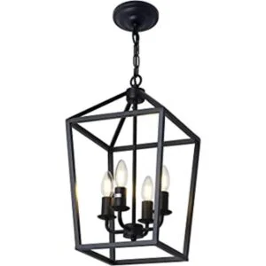 Lámpara de araña de hierro con 4 luces color negro granja_1