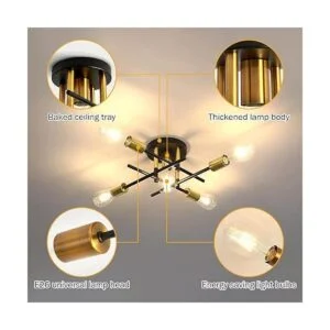 UOFUS Lámpara de techo semiempotrada de 5 luces mate con_4