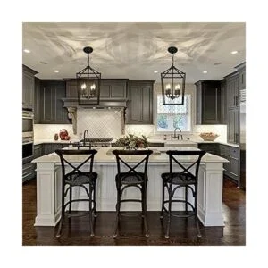 Lámpara de araña de hierro con 4 luces color negro granja_6