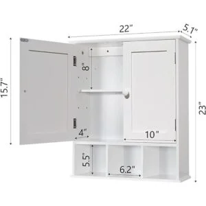 TaoHFE Armario de baño gabinete de pared de baño con 2_6