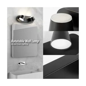 URSOLA 2 luces para tocador de baño luces LED negras para_6