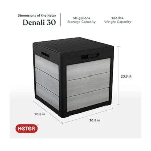 Keter Denali Caja de resina de 30 galones para muebles de_3