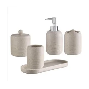 Juego de accesorios de baño de 5 piezas de poliresina de_2