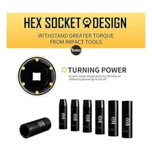 BOEN Juego de llaves métricas de impacto profundo de 12_4