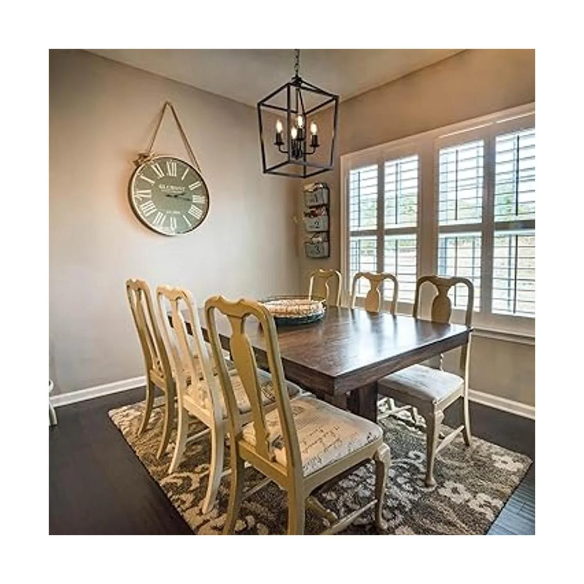 Lámpara de araña de hierro con 4 luces color negro granja_2