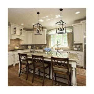 Lámpara de araña de hierro con 4 luces color negro granja_7