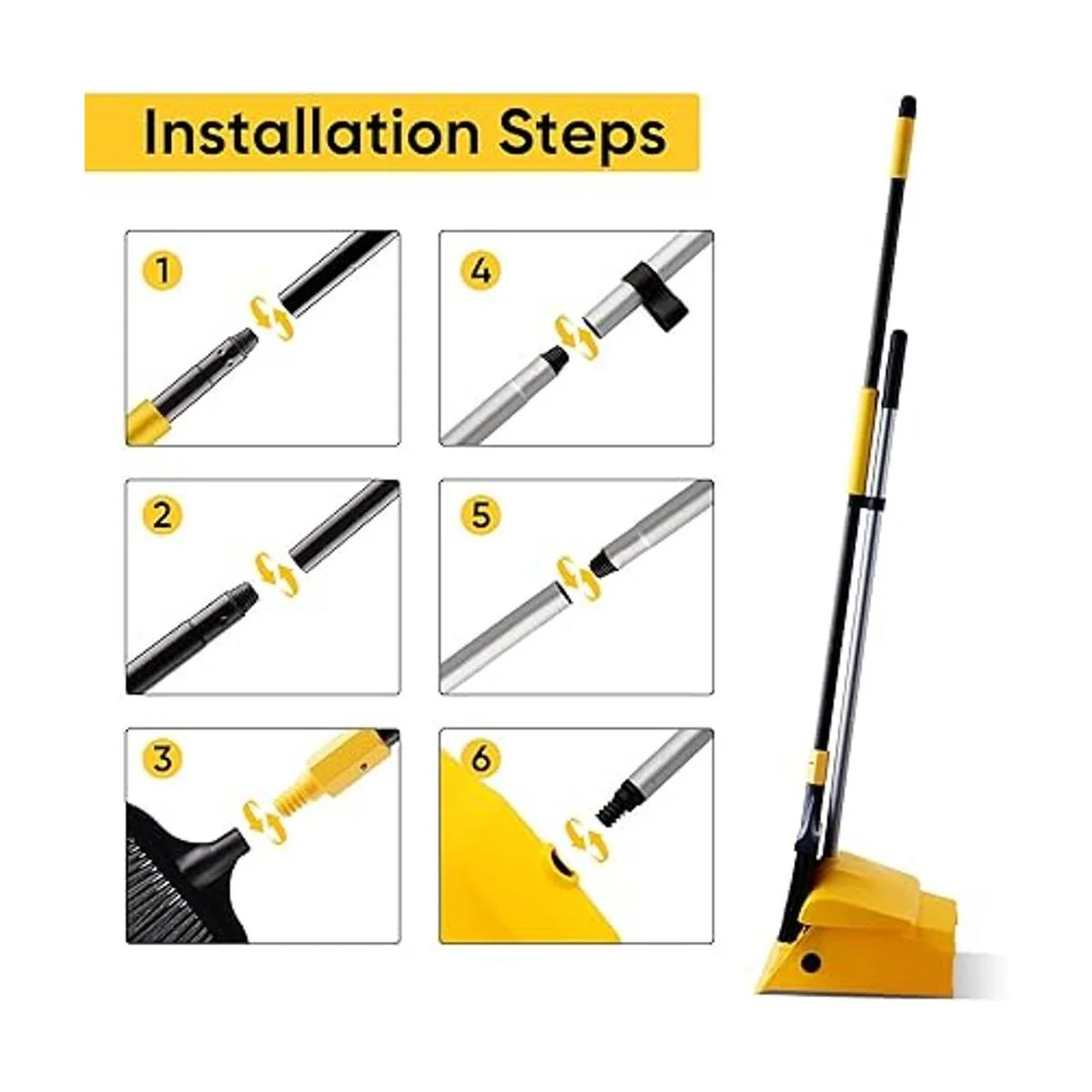 Yocada Juego de escoba y recogedor de polvo resistente_3