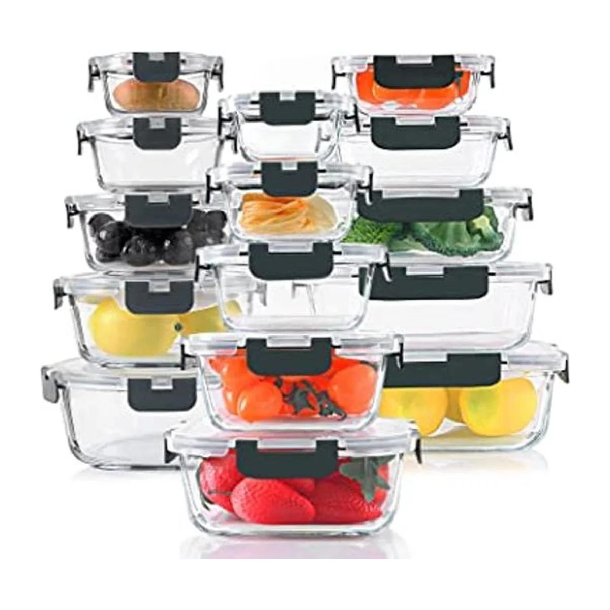 Juego de 30 recipientes de vidrio para almacenamiento de_1