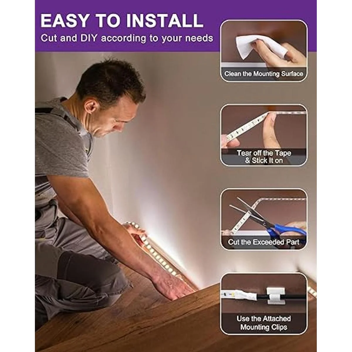 HitLights Tira de luces LED blancas neutras con_5