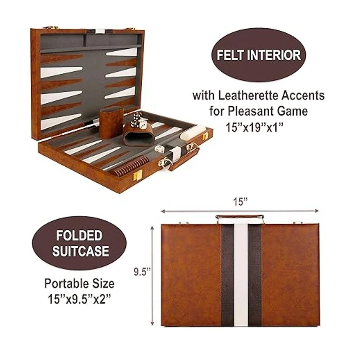 Backgammon Set Juego de mesa de backgammon clásico de 15_5