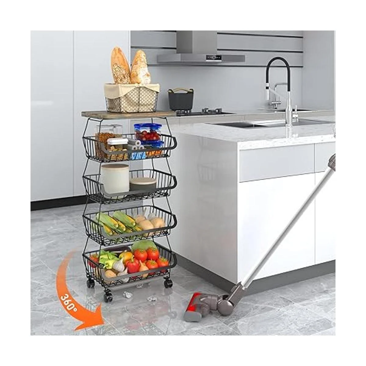 CHLORYARD Cesta de frutas con tapa de madera para cocina_2