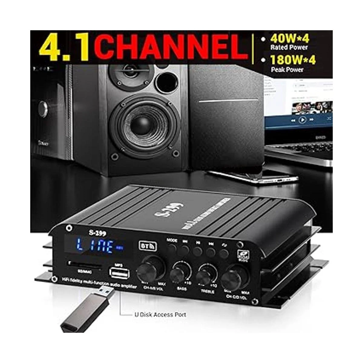 Facmogu S299 Amplificador de potencia Bluetooth de 40 W x_2