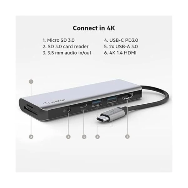 Belkin Hub USB C base adaptador multipuerto 7 en 1 con_2