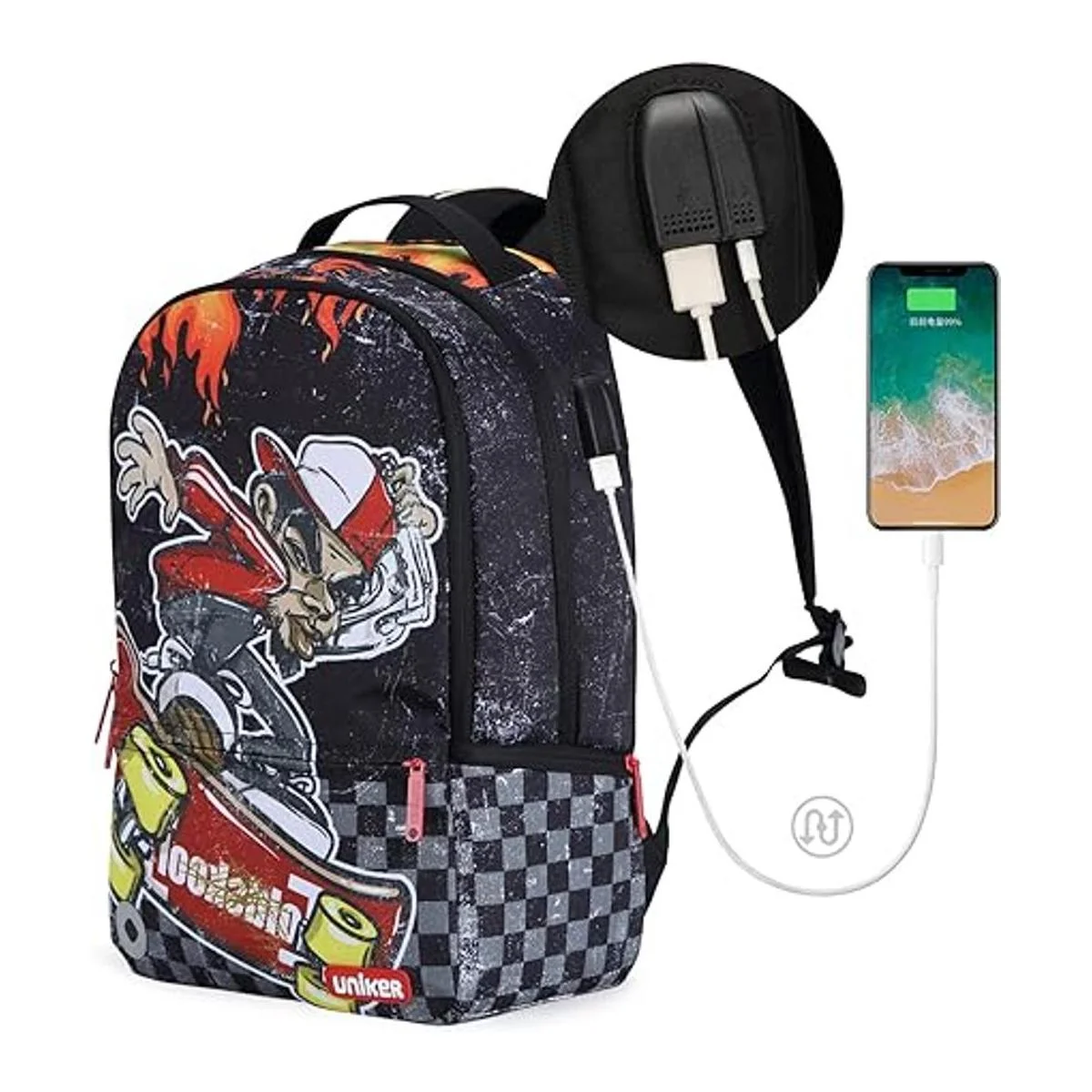 Mochila para laptop con puerto USB mochila de graffiti_2