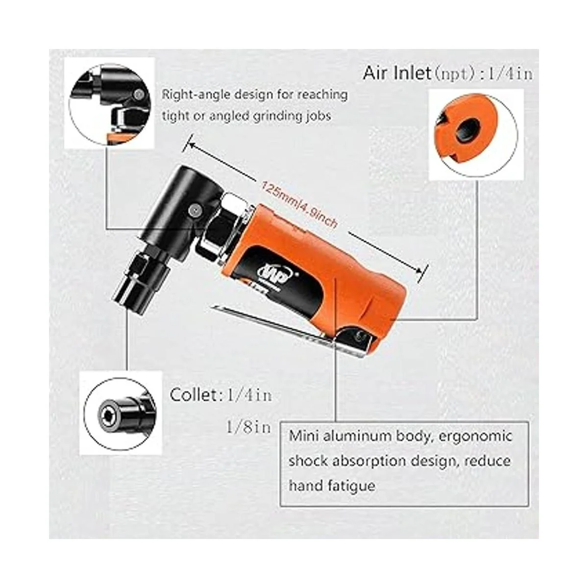 WORKPAD Mini amoladora angular de aire con 10 piezas de_3
