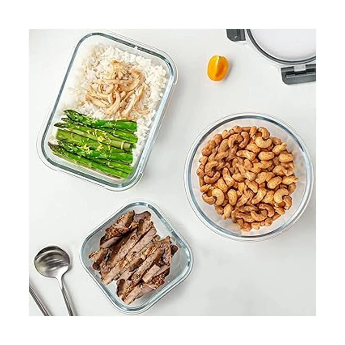 Juego de 30 recipientes de vidrio para almacenamiento de_7