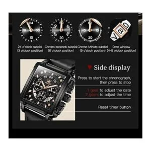 OLEVS Reloj de pulsera de cuero para hombre con resistente_3