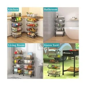 CHLORYARD Cesta de frutas con tapa de madera para cocina_6