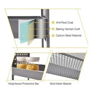 TOOLF Carrito rodante de 3 niveles carrito de_5