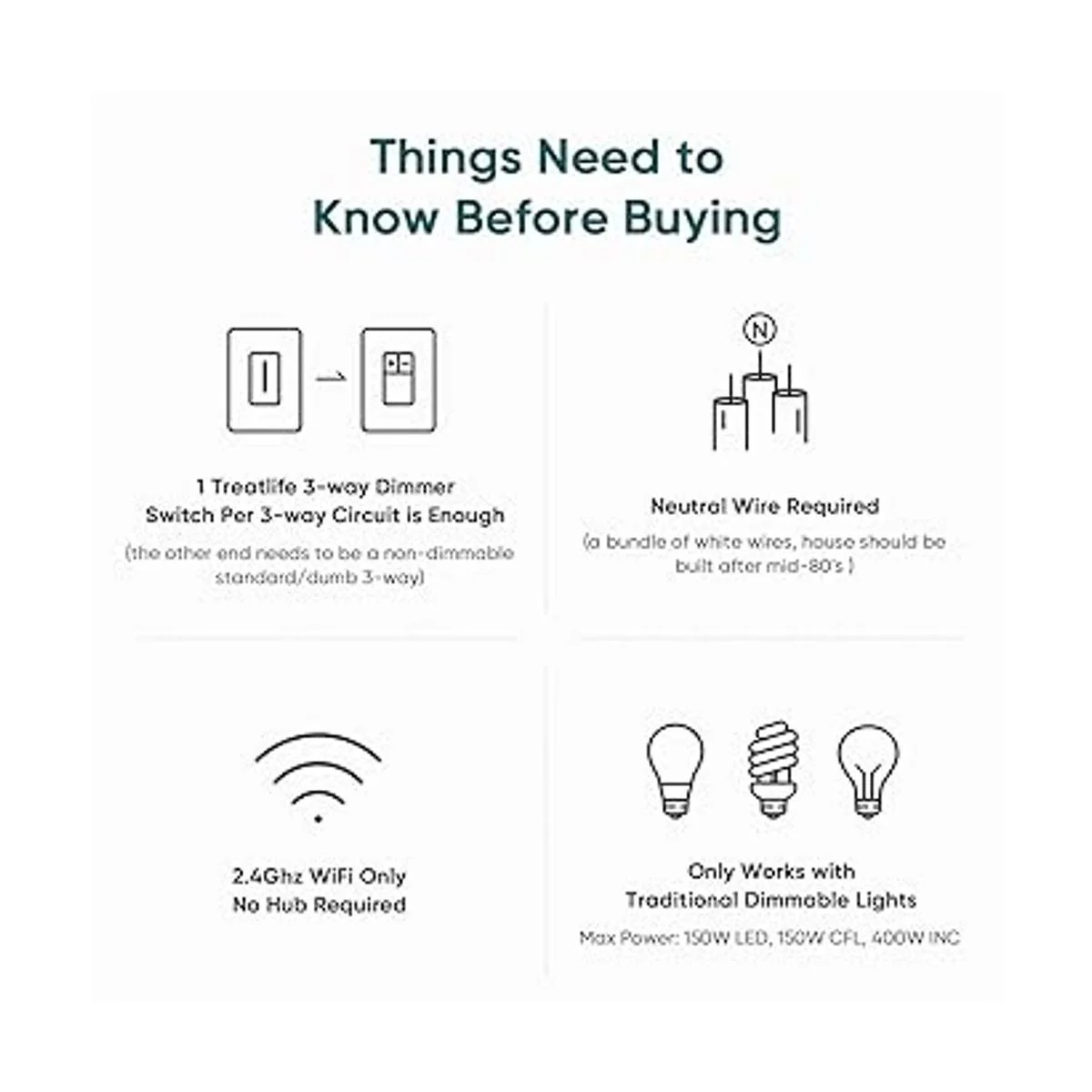 TREATLIFE Interruptor de atenuación inteligente de 3 vías_2