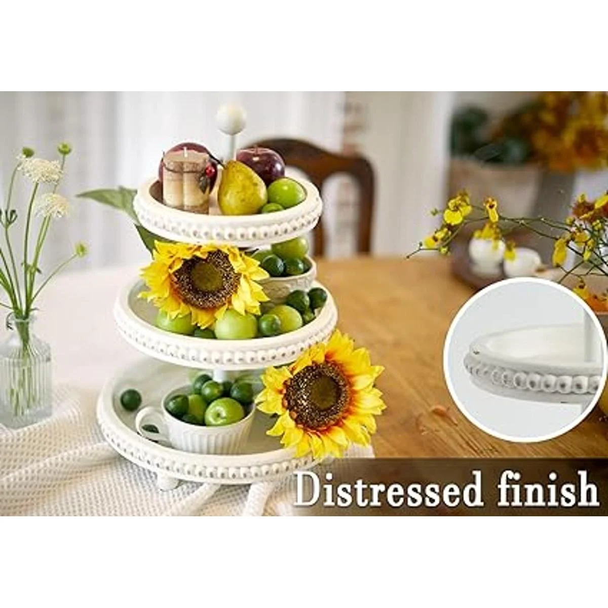 SwallowLiving Bandeja de 3 niveles bandeja blanca de tres_2