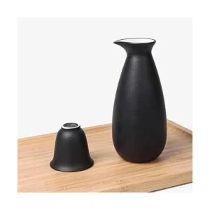 Bgbg Juego de sake de cerámica con bandeja de bambú juego_4