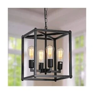 Lanhall Lámpara de araña rústica industrial de 4 luces_1